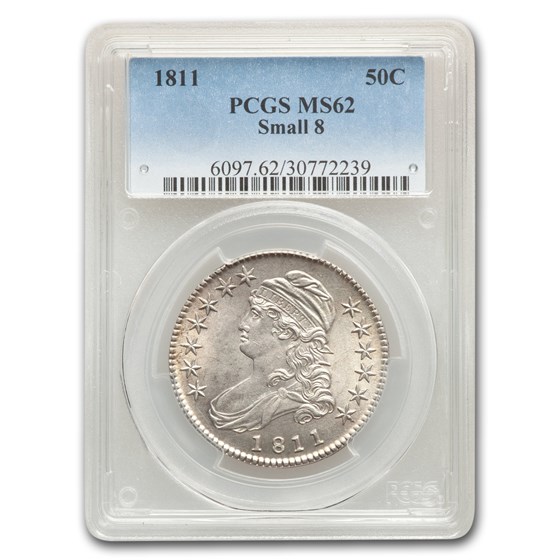 1811 Capped Bust Half Dollar MS-62 PCGS (Small 8) 1811 Capped Bust Half Dollar MS-62 PCGS (Small 8)